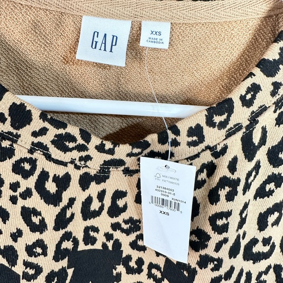 GAP Women's Logo Leopard Print Sweatshirt - Brown and Black Size XXS NEW - Picture 2 of 12
